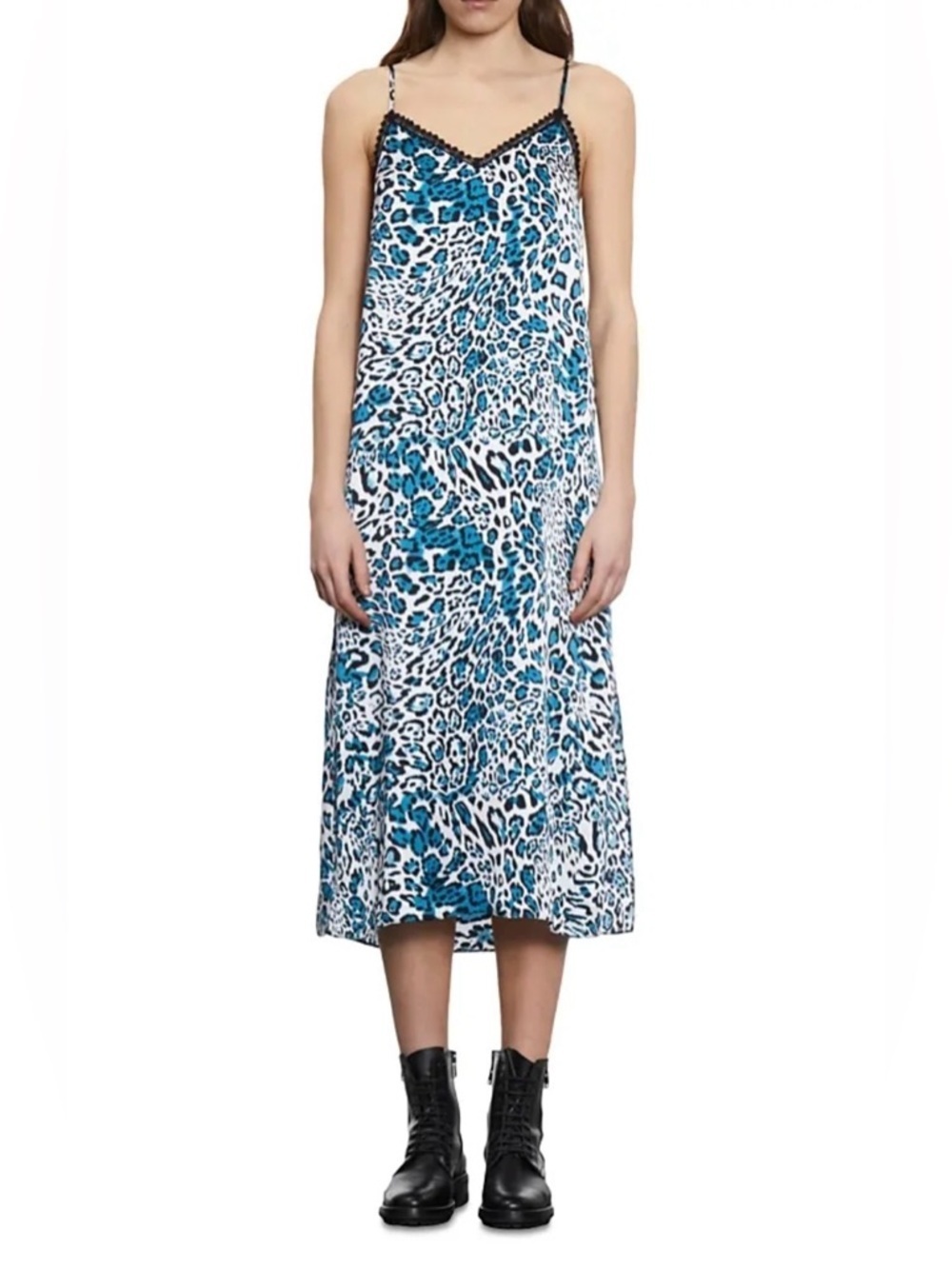 The Kooples 100% Silk Leopard Print Lace Slip Dress – Size EU 1 / XS-S – NWT